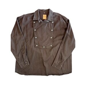 Wah Maker Bib Front Shirt Mens XL Brown Frontier Western Star Button 536750